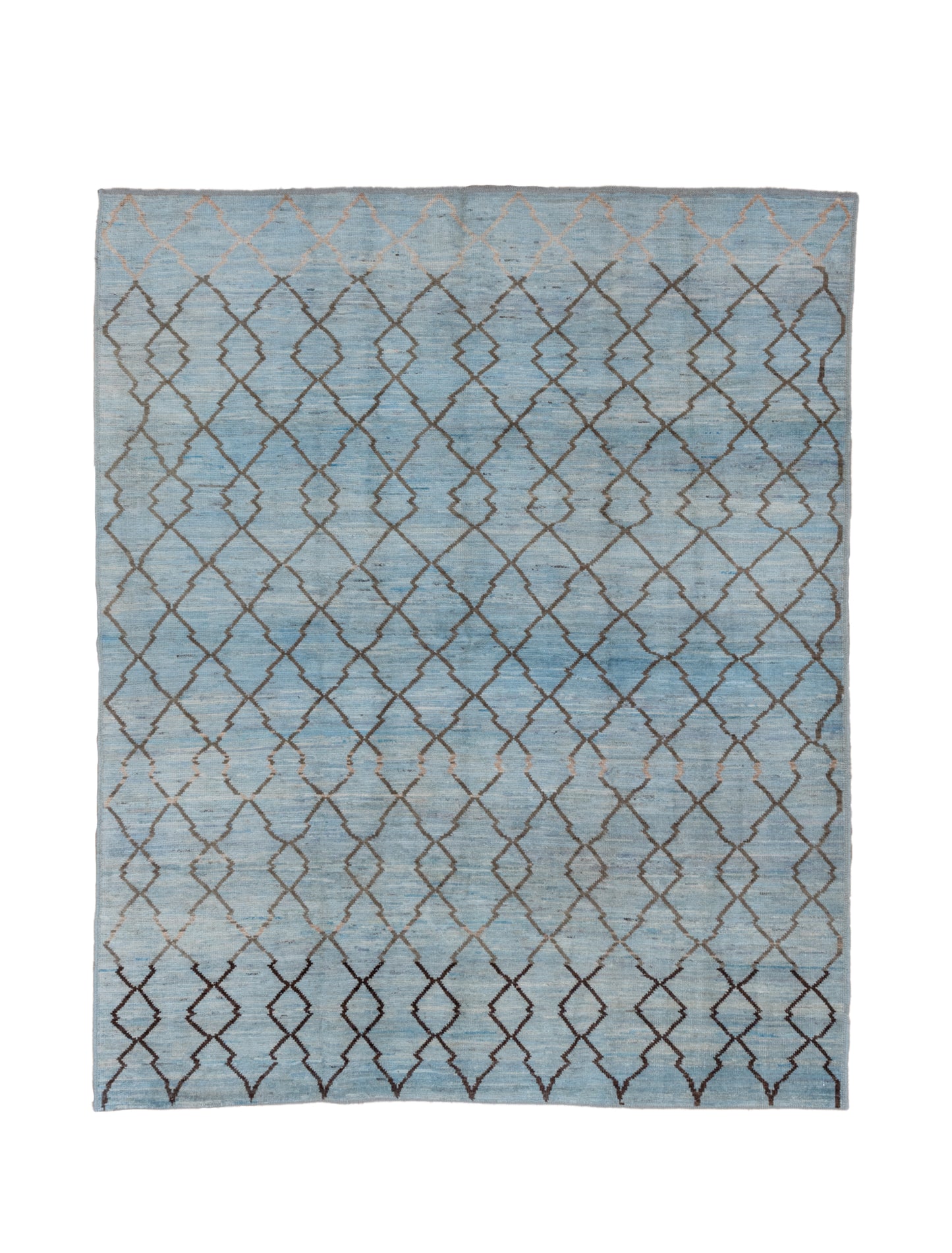 Moroccan beautiful handmade 7 X 8 area rug | light Blue, Brown, Black | hand knotted (1392)