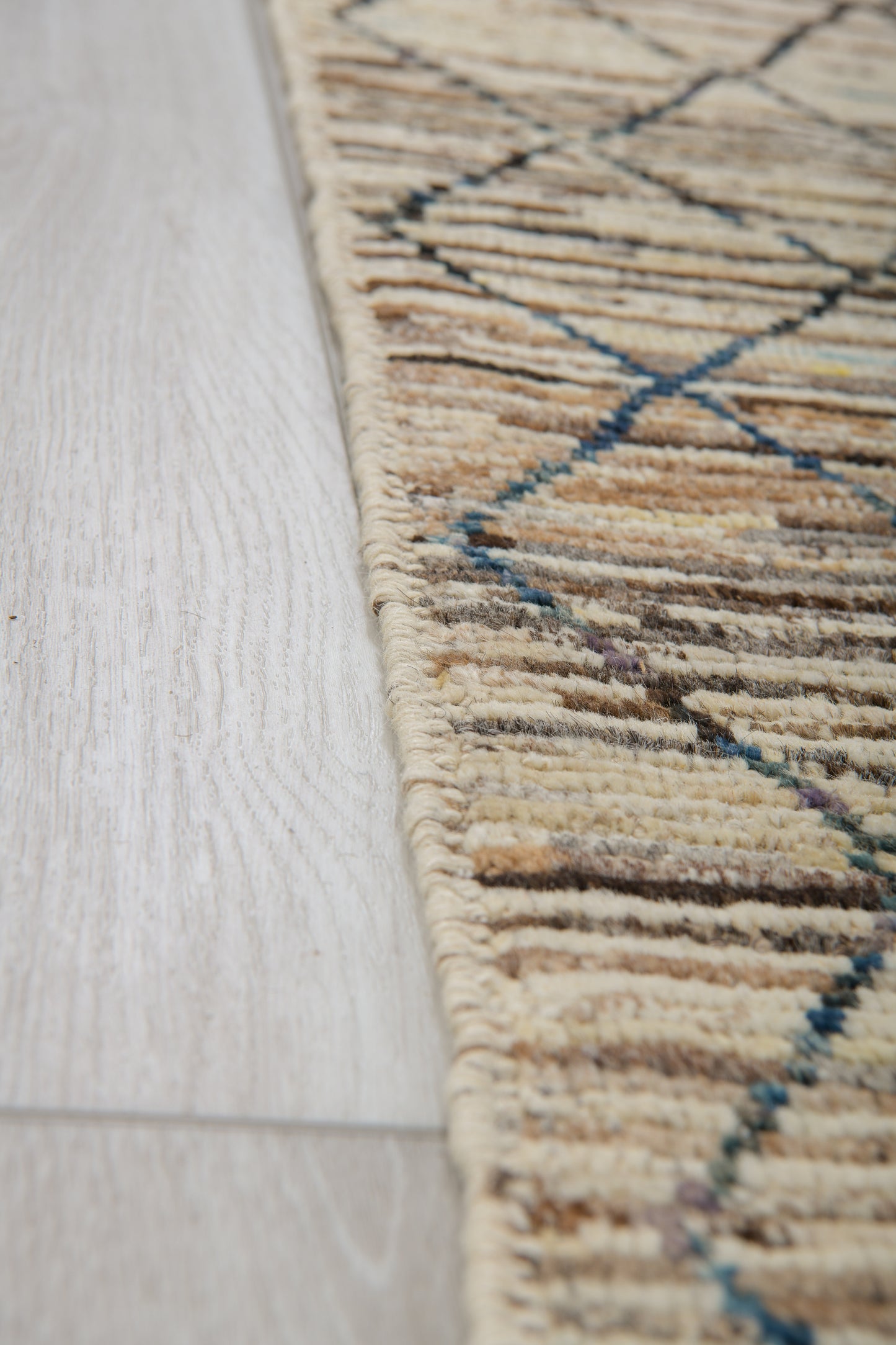 Moroccan Handmade Runner 4 X 10 | Beige, Black, Brown | Hand knotted (3273)