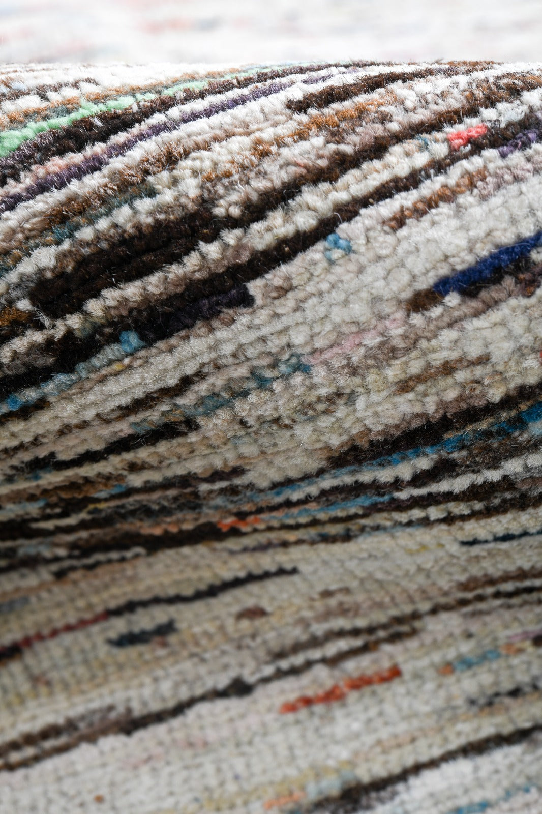 Moroccan Handmade Area Rug 3 X 8 | Beige, Brown, Blue, Red, Orange, Yellow | Hand Knotted (3861)