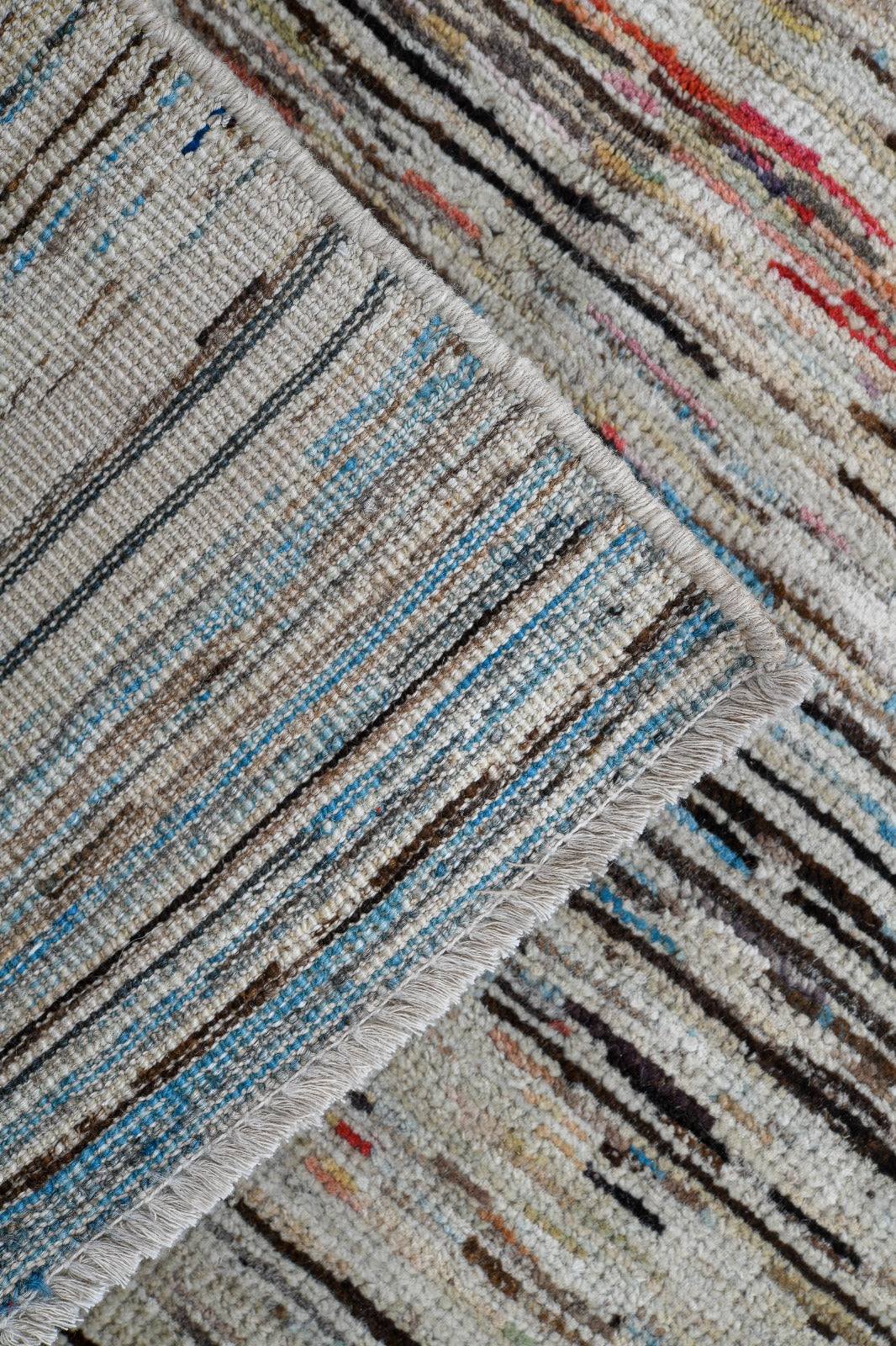 Moroccan Handmade Area Rug 3 X 8 | Beige, Brown, Blue, Red, Orange, Yellow | Hand Knotted (3861)