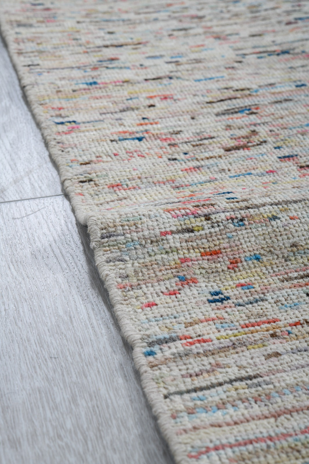 Moroccan Handmade Area Rug 3 X 8 | Beige, Brown, Blue, Red, Orange, Yellow | Hand Knotted (3861)