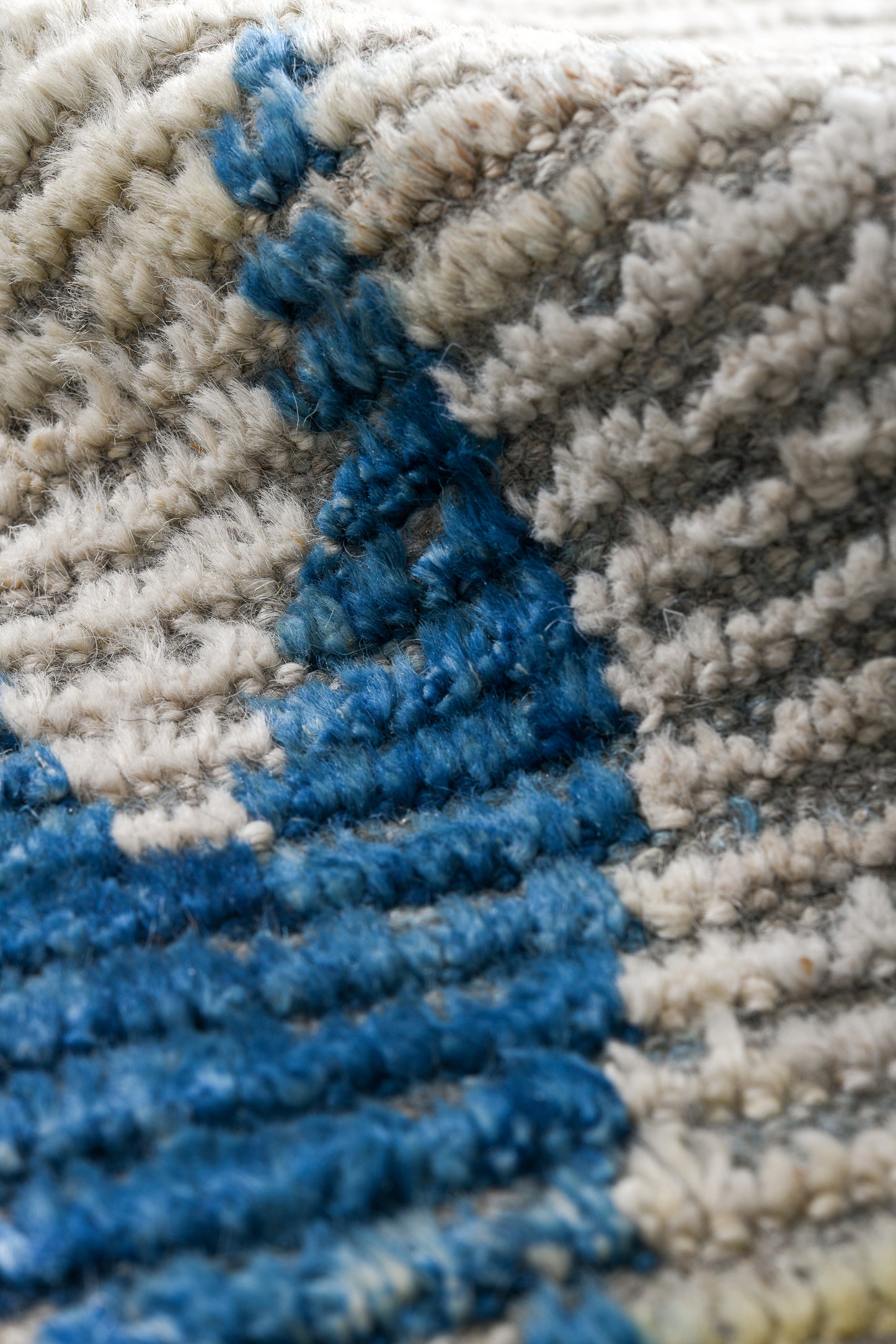 Moroccan beautiful multicolor handmade runner 3 X 17 | beige, blue, white, brown | hand knotted (3871)