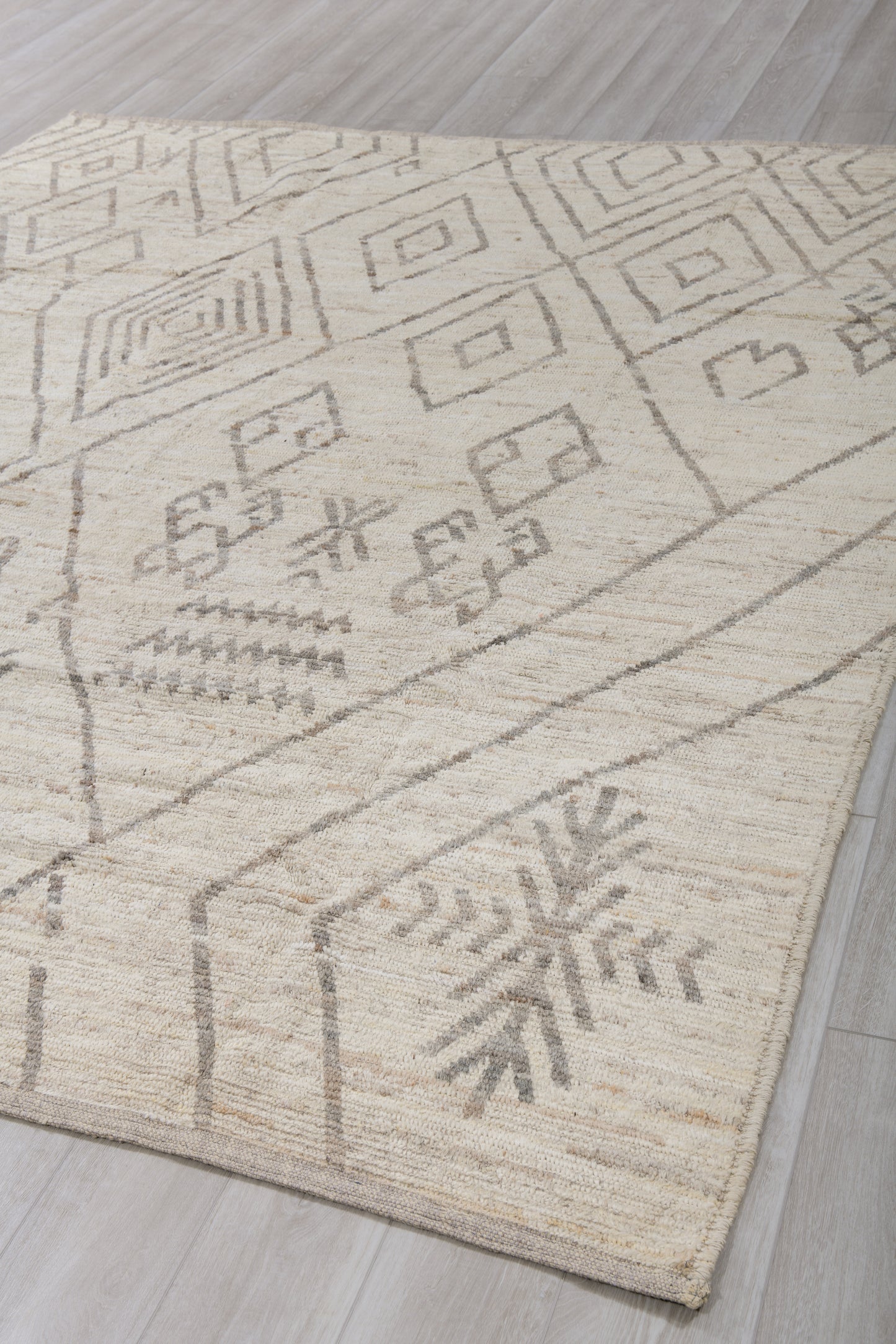 Moroccan Handmade Area Rug 9 X 10 | Beige, Brown | Hand knotted (3920)