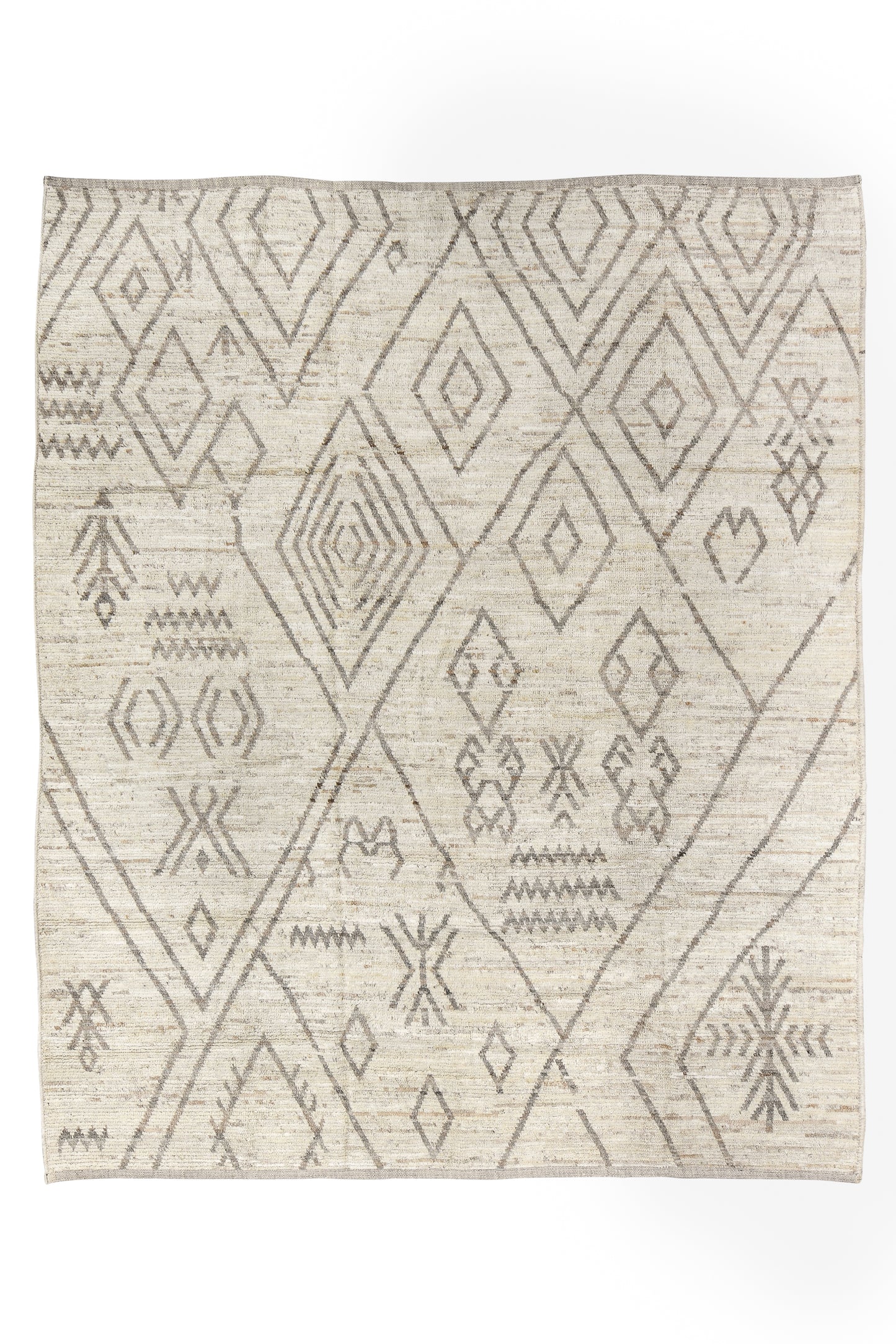 Moroccan Handmade Area Rug 9 X 10 | Beige, Brown | Hand knotted (3920)