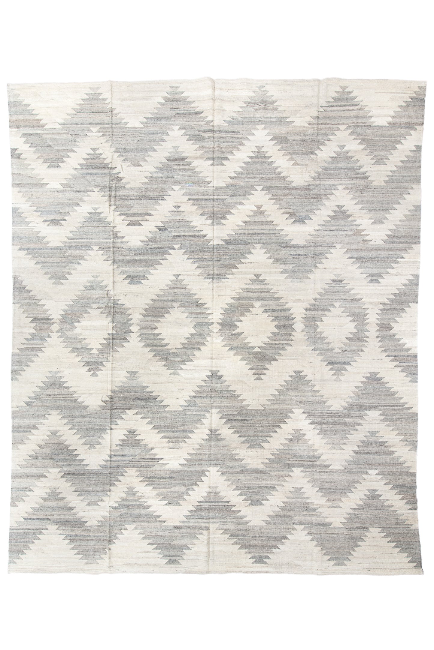 Modern Kilim flat weave | 13 x 16 | Area Rug | tribal design | Beige, Gray | hand woven (4080)