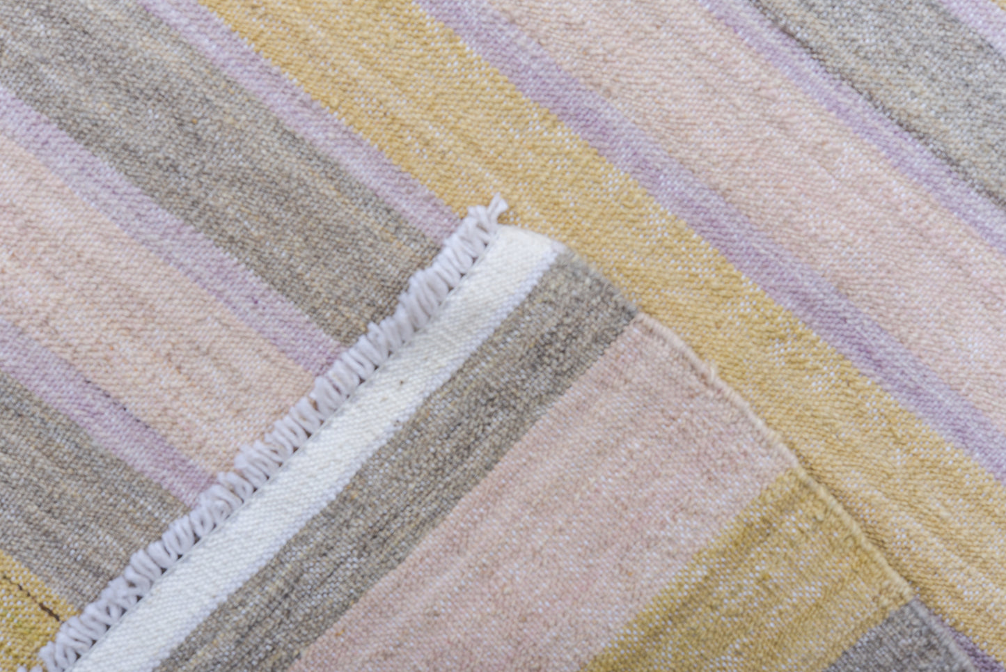 Modern Kilim flat weave | 8 x 11 | Area Rug | tribal design | grey, blue, yellow, light green| hand woven (4298)