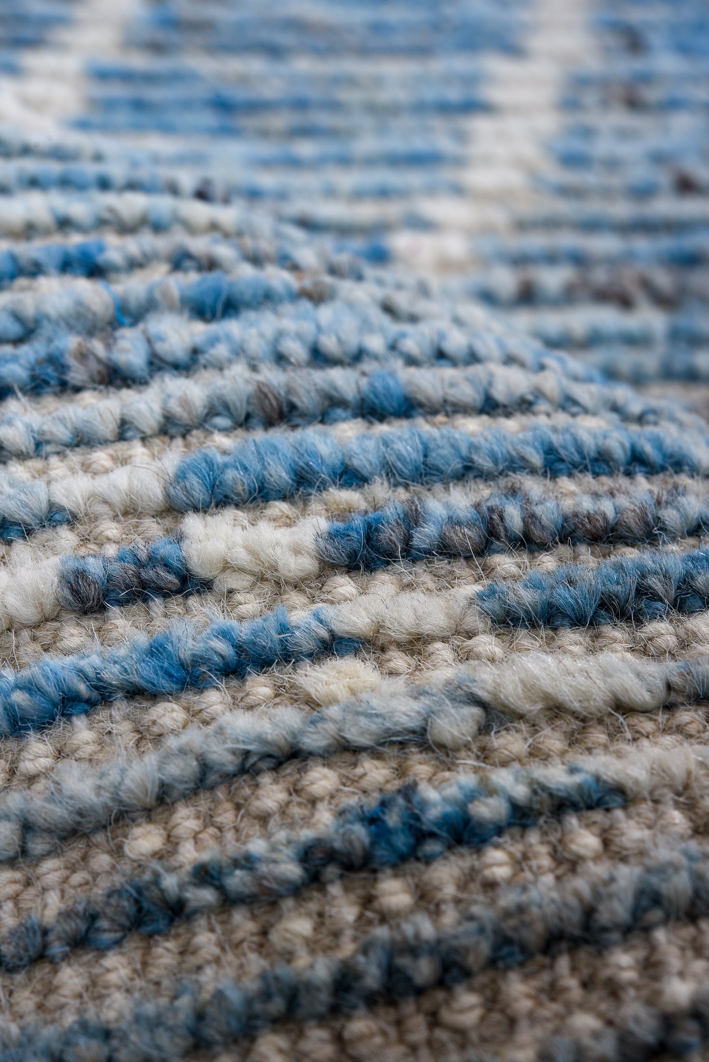 Moroccan Handmade Runner 4 X 13 |Blue, Beige, White| Hand knotted (4343)
