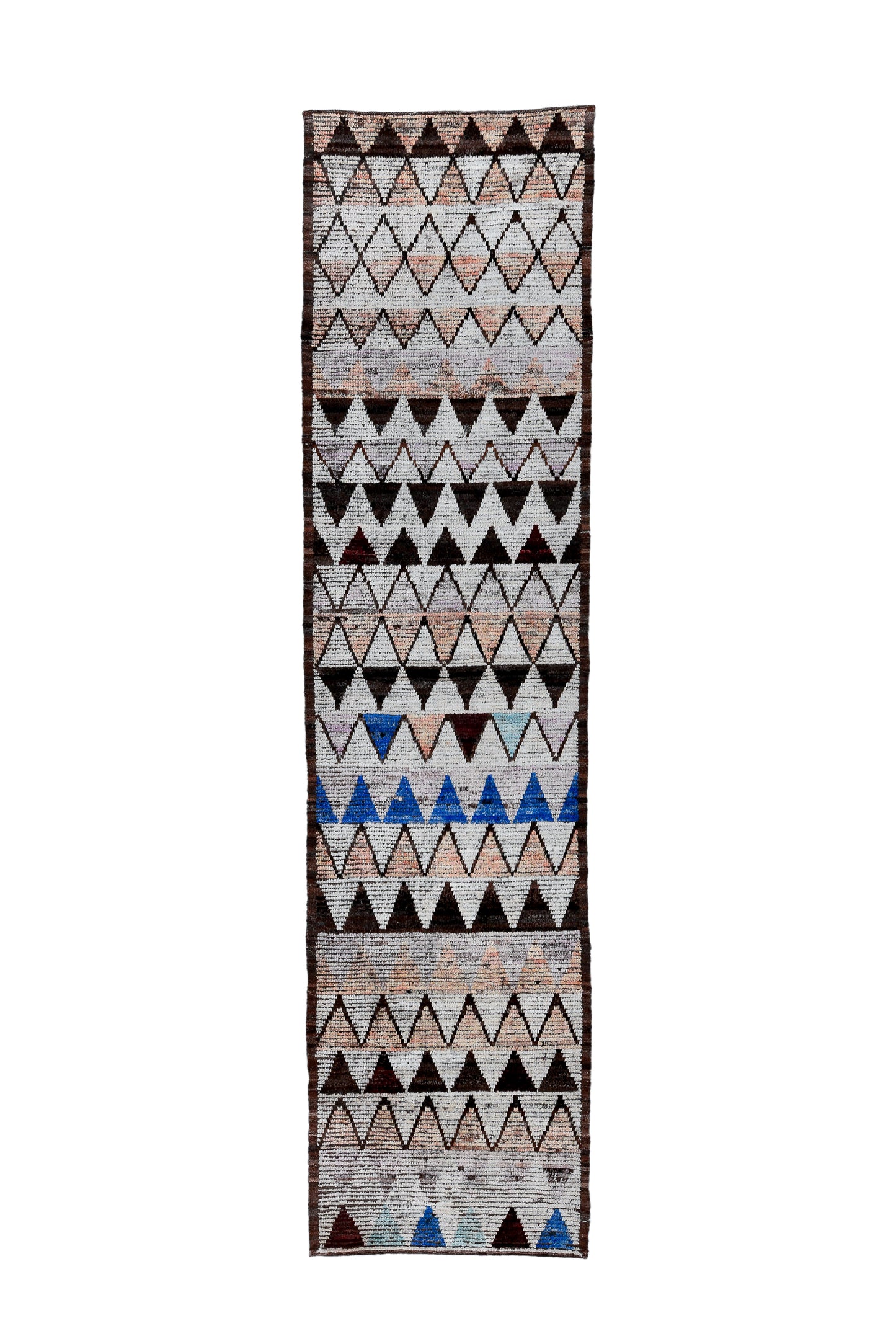 Moroccan Handmade Runner 3 X 13 | Beige, Brown, Blue, Orange, purple, | Hand knotted (4355)