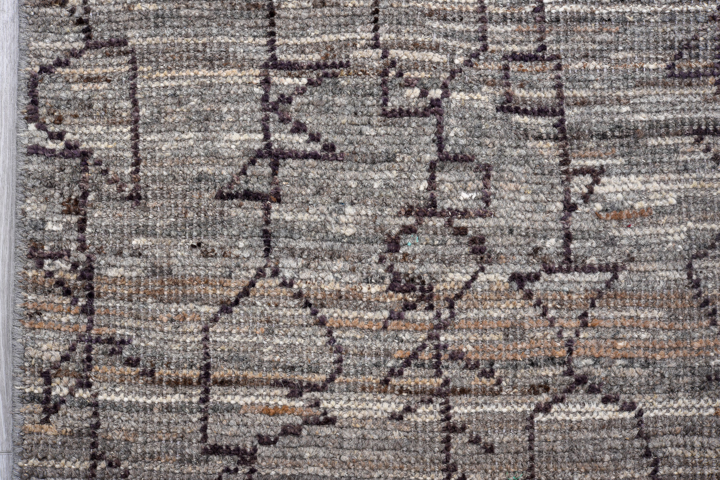 Moroccan Handmade Runner 4 X 19 | Beige, Brown, Gray | Hand knotted (4359)