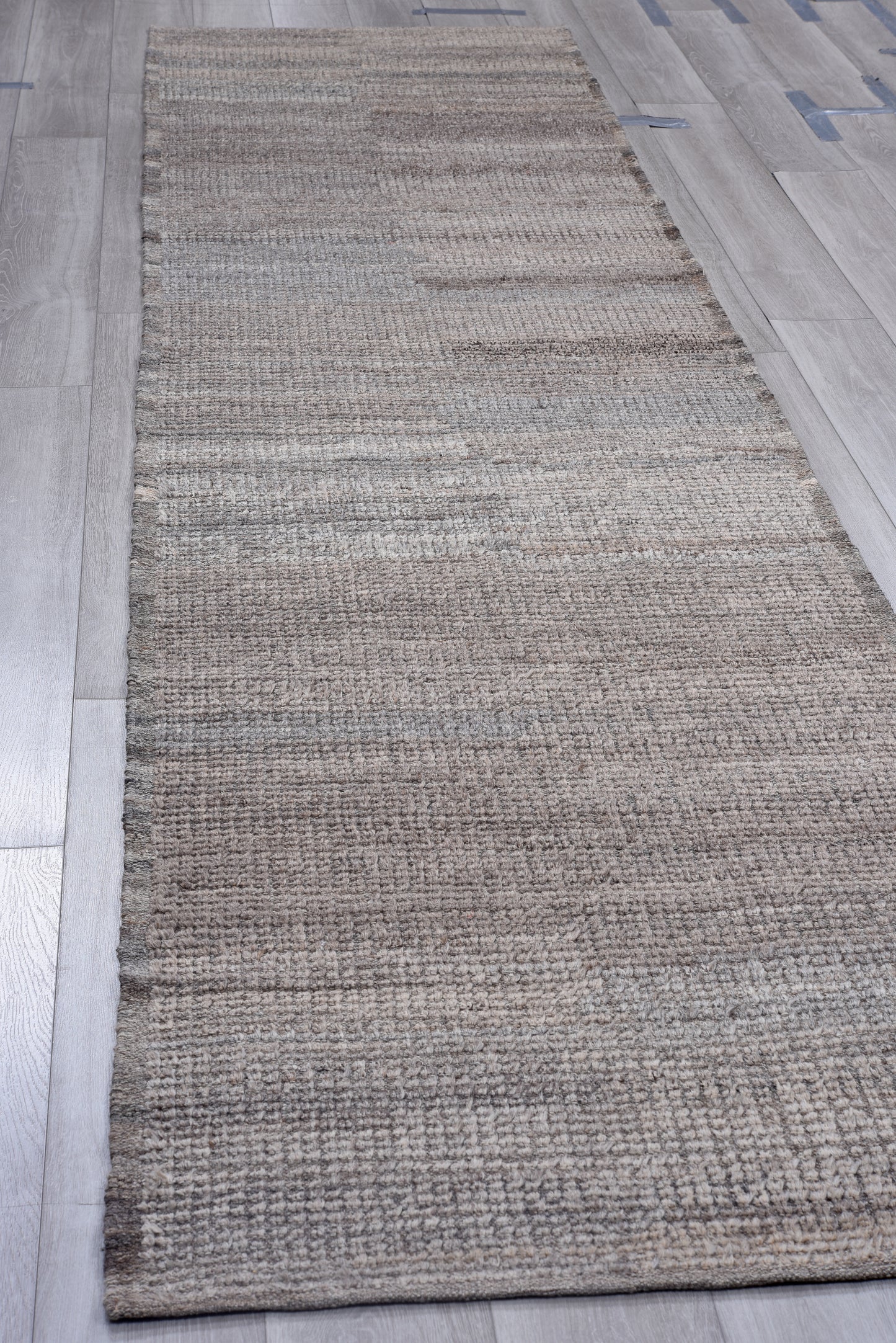 Moroccan Handmade Runner 3 X 13 | Grey, Brown | Hand knotted (4360)