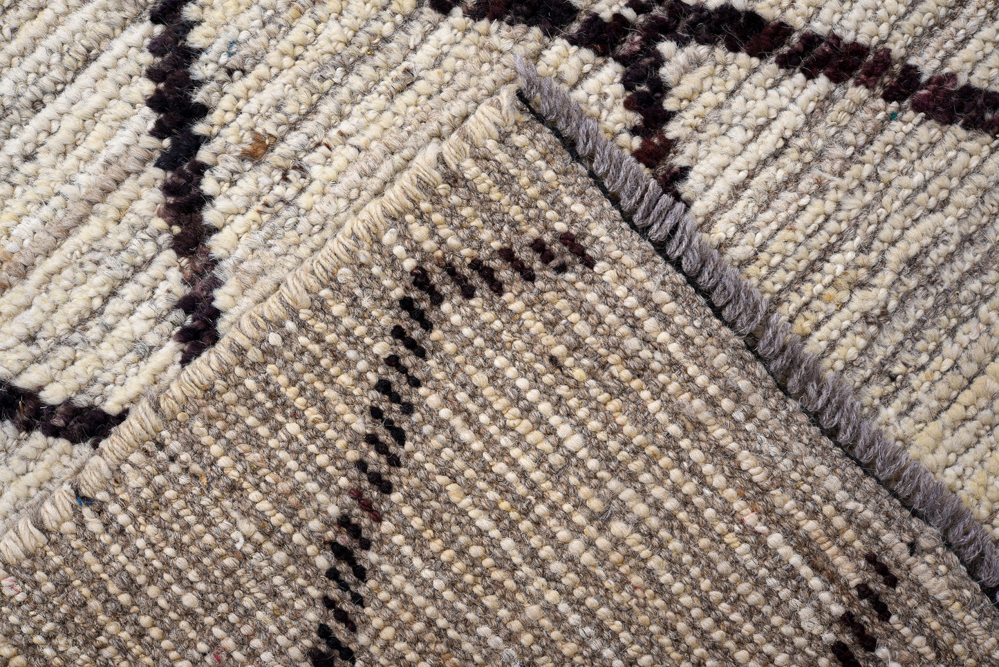 Moroccan Handmade Runner 3 X 16, | Black, Beige | Hand Knotted (4363)