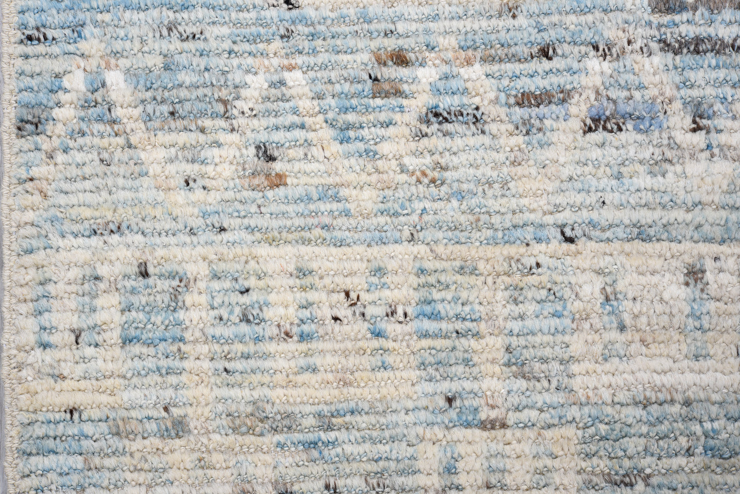Moroccan Handmade Runner 4 X 13 | White, Blue, Beige, Brown | Hand knotted (4367)