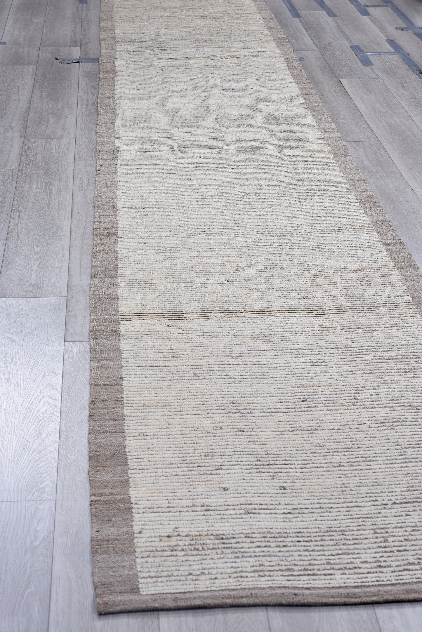 Moroccan Handmade Runner 3 X 15 | Beige, Brown | Hand knotted (4389)