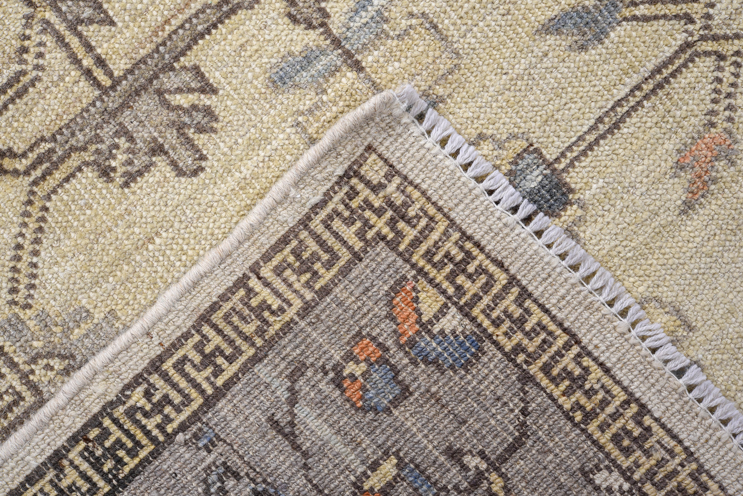 Oushak Handmade Runner 3 X 11 |Beige, Gray, Pink | Hand knotted (4391)