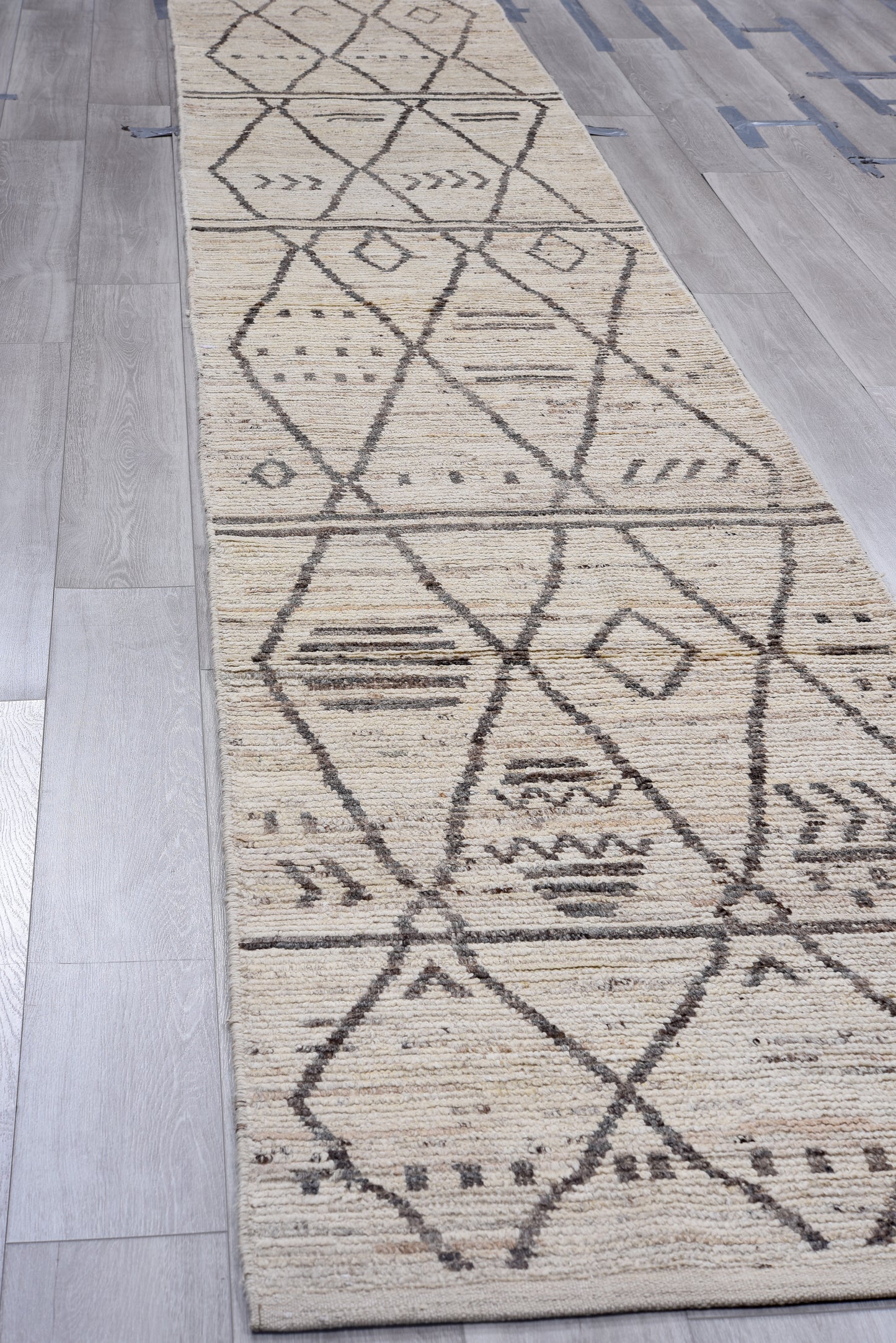 Moroccan Handmade Runner 3 X 16 |Beige, Bronze, Brown, Black | Hand knotted (4393)