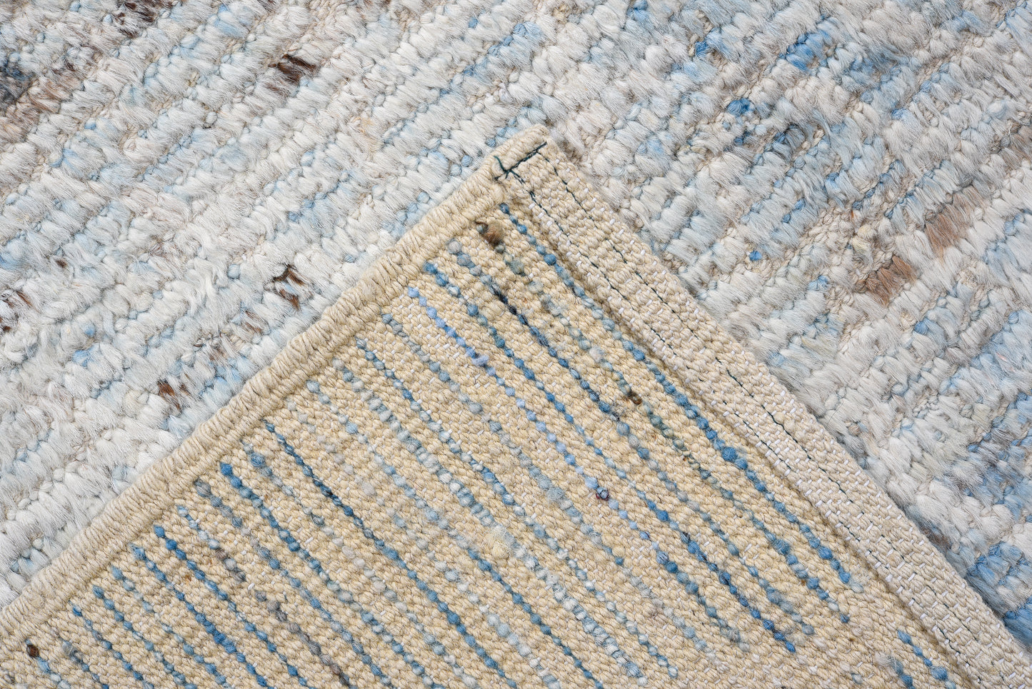 Moroccan Handmade Runner 3 X 16 | Gray, White, Blue, Brown | Hand knotted (4394 )