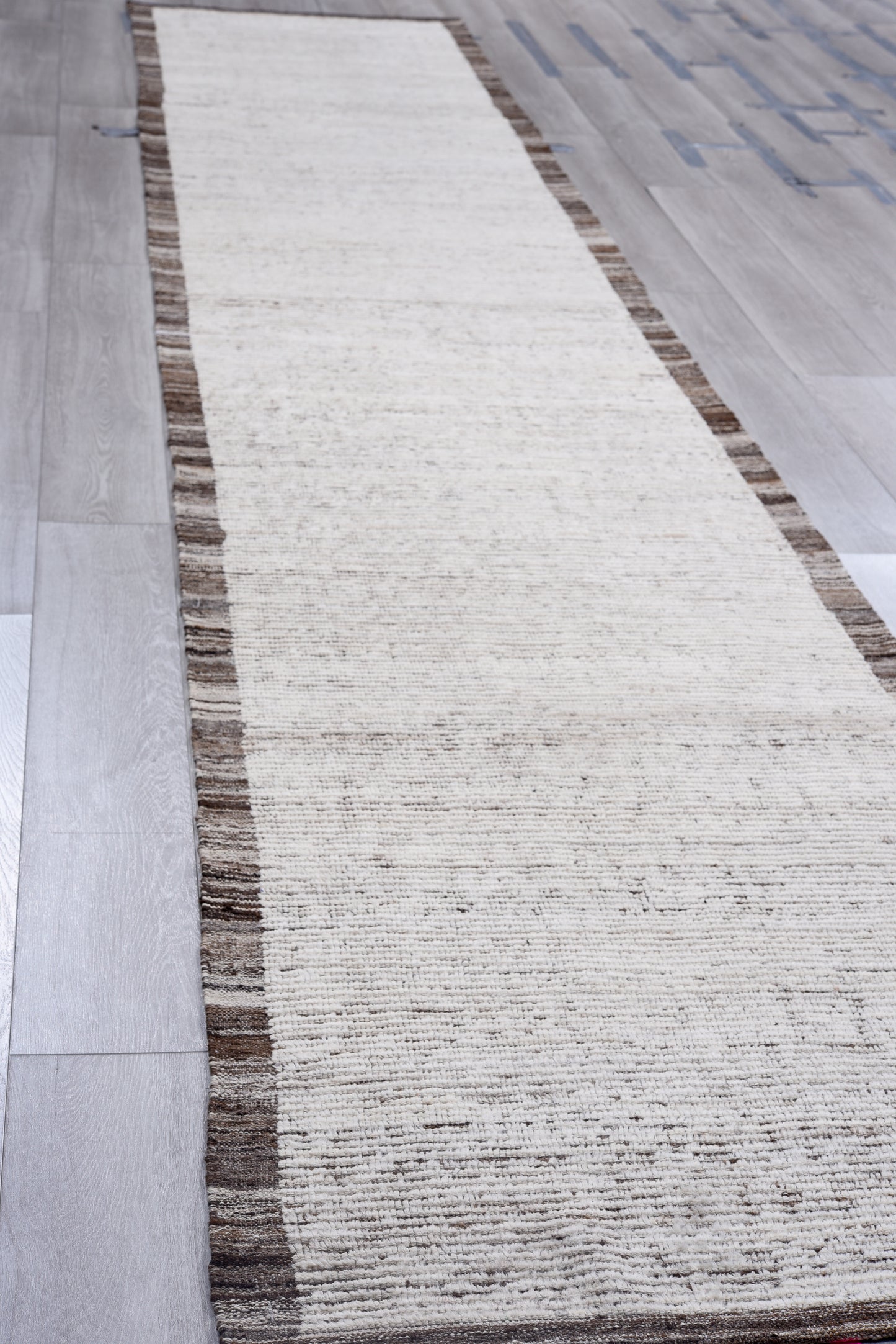 Moroccan Handmade Runner 3 X 17 | Beige, Brown | Hand knotted (4402)