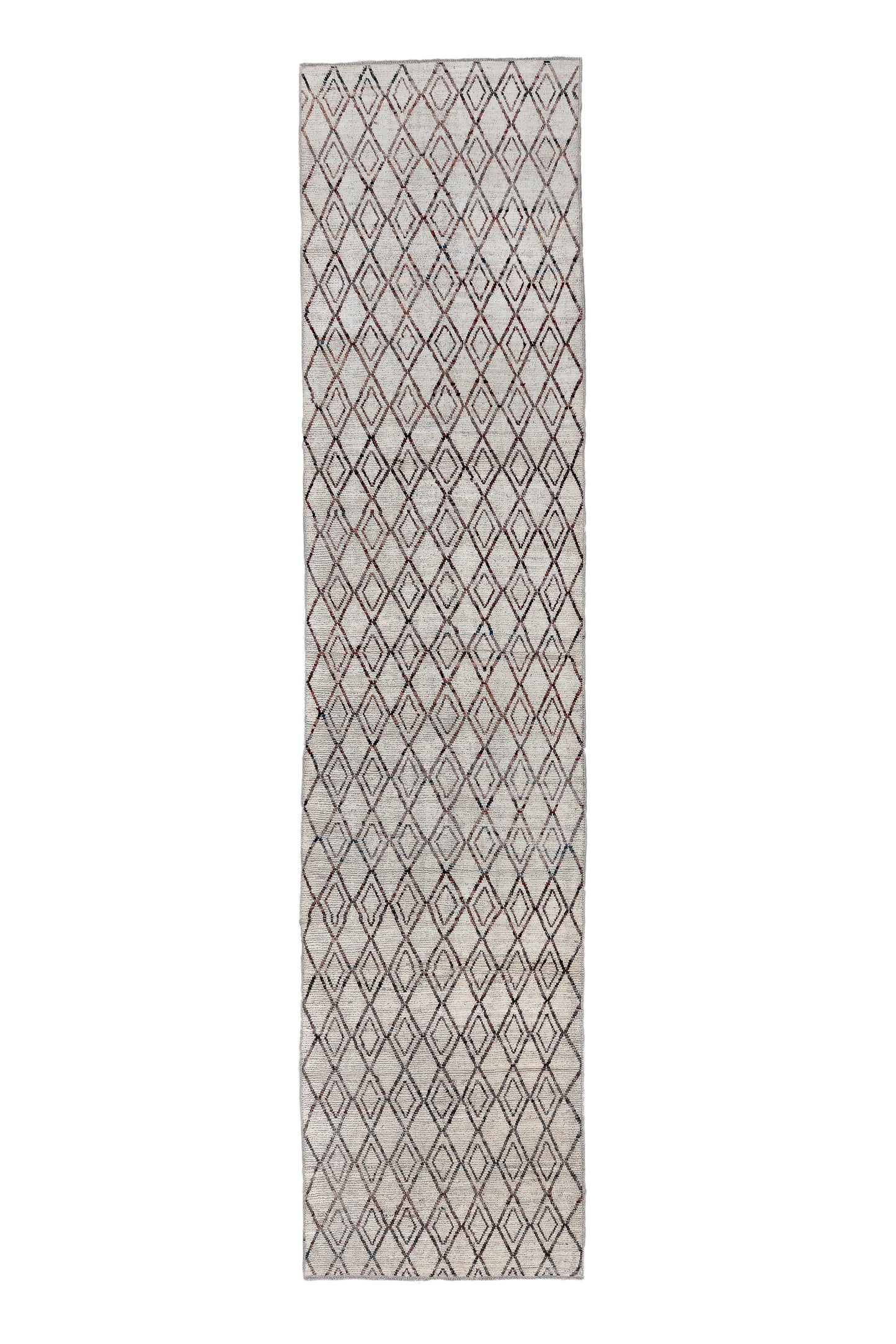Moroccan Handmade Runner 5 X 19 | Beige, Brown | Hand knotted (4412)