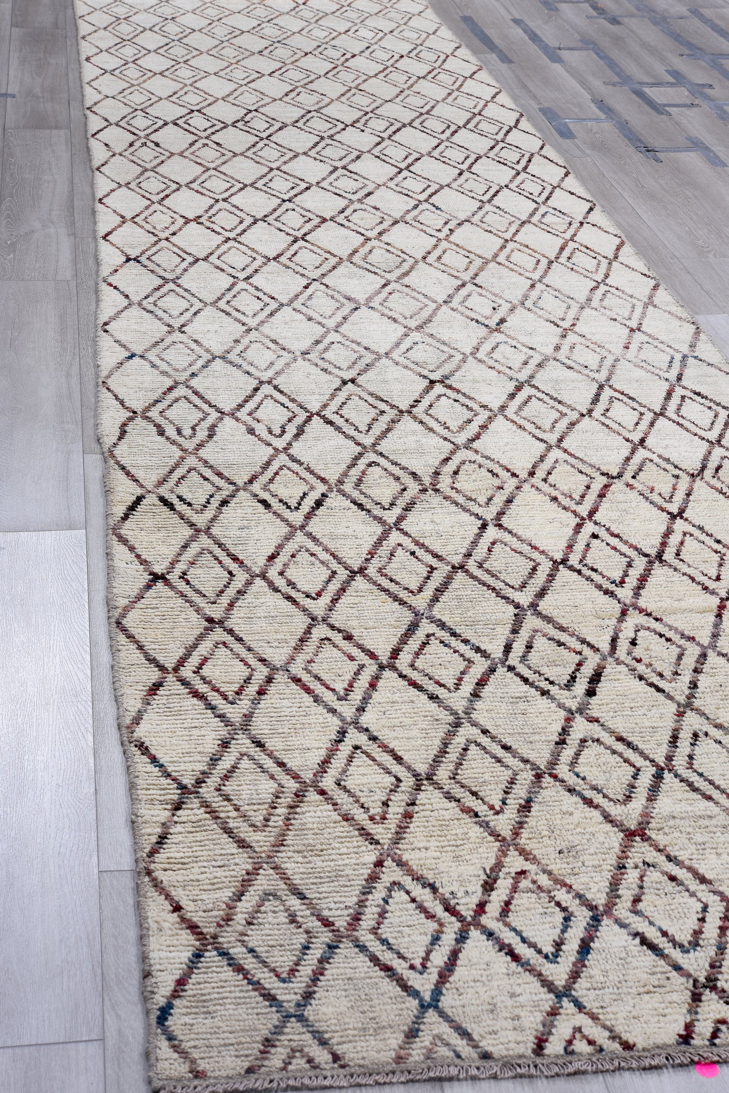 Moroccan Handmade Runner 5 X 19 | Beige, Brown | Hand knotted (4412)