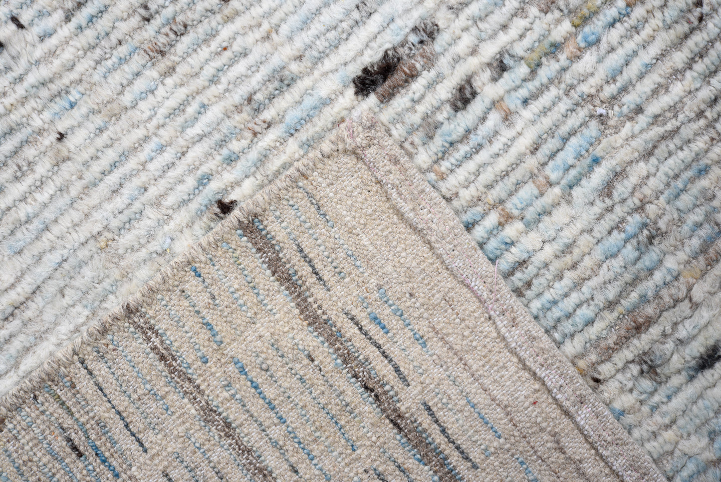 Moroccan Handmade Runner 6 X 20 | Grey, Blue, Black, white| Hand knotted (4413)