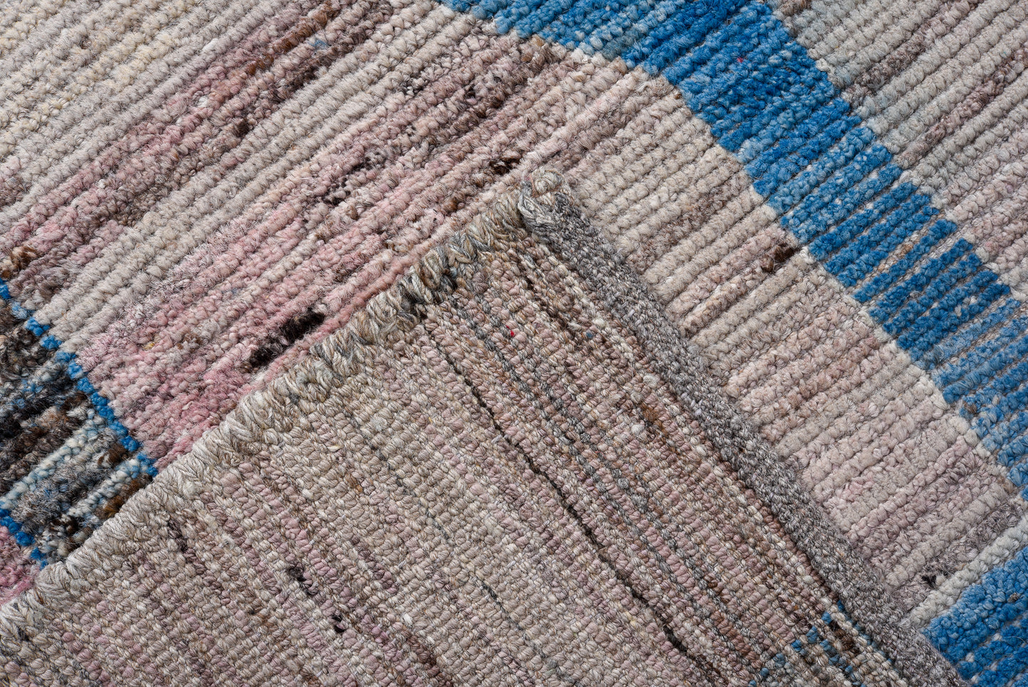 Moroccan Handmade Runner 4 X 13 | Grey, Blue, Black, Beige, Red| Hand knotted (4415)