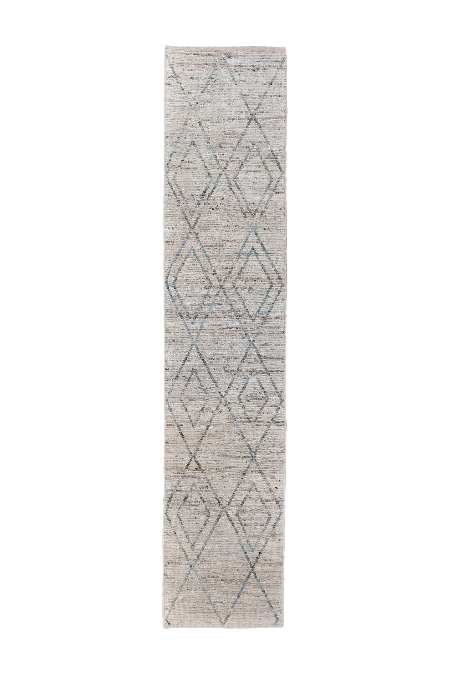 Moroccan Handmade Runner 3 X 14 | Grey, Beige, Brown| Hand knotted (4419)
