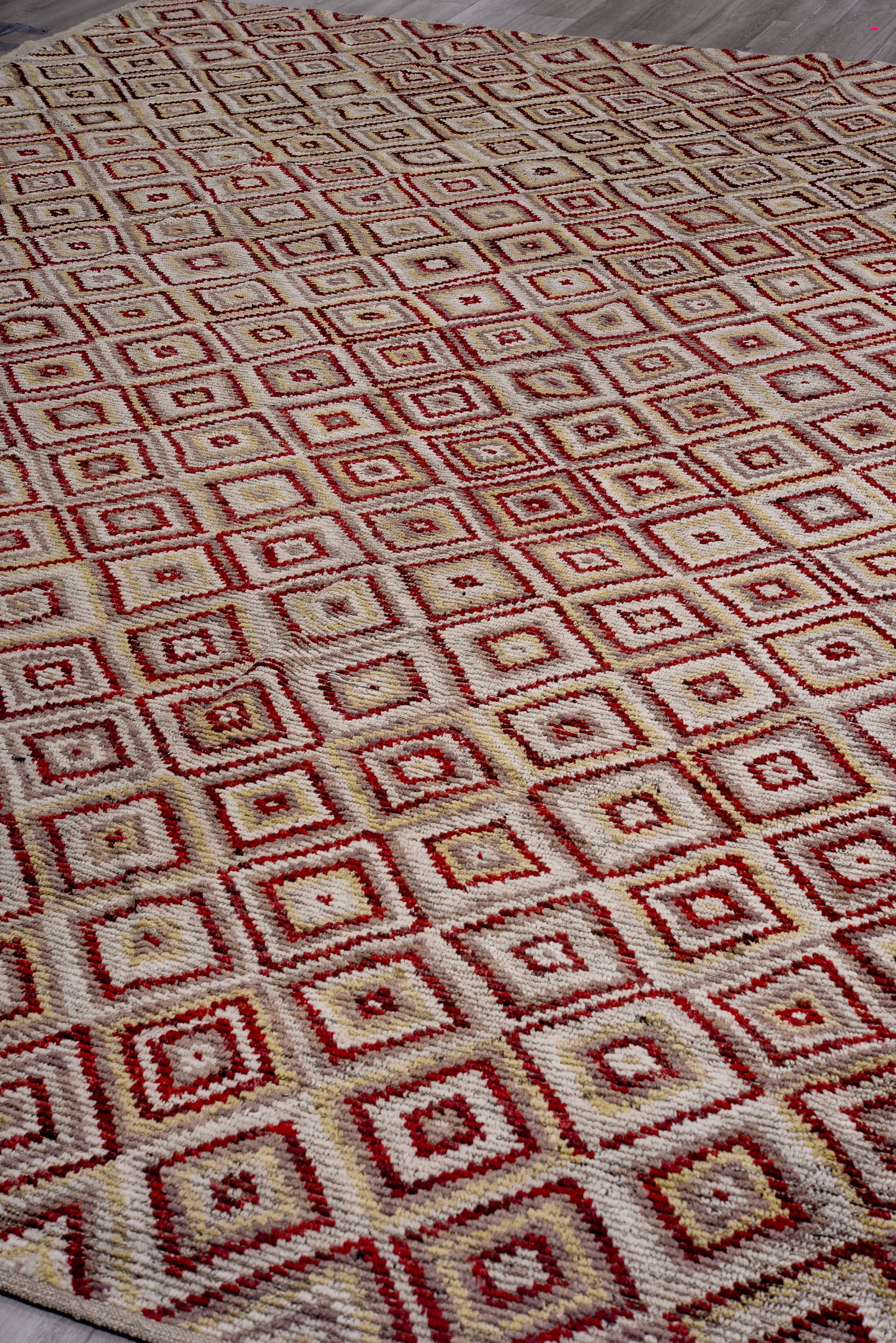 Moroccan handmade 14 X 16 | red, beige| hand knotted (4693)