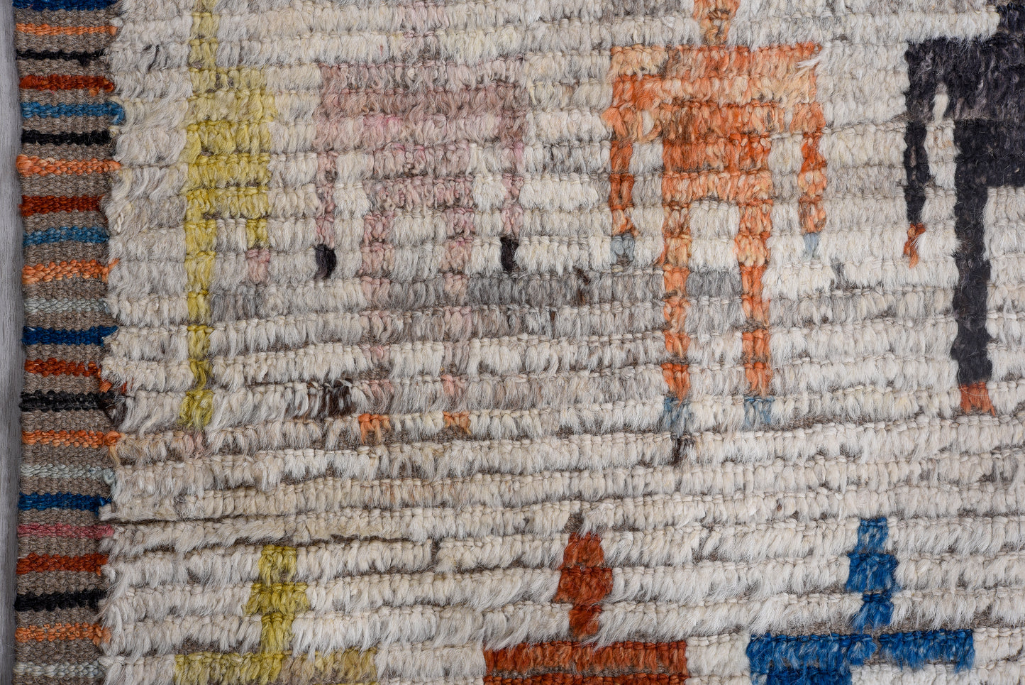 Moroccan beautiful Handmade Area Rug 13 X 17 | Beige, Brown, Red, Orange, Blue| Hand Knotted (4697)