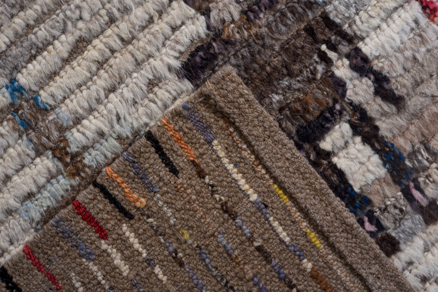 Moroccan beautiful Handmade Area Rug 13 X 17 | Beige, Brown, Red, Orange, Blue| Hand Knotted (4697)