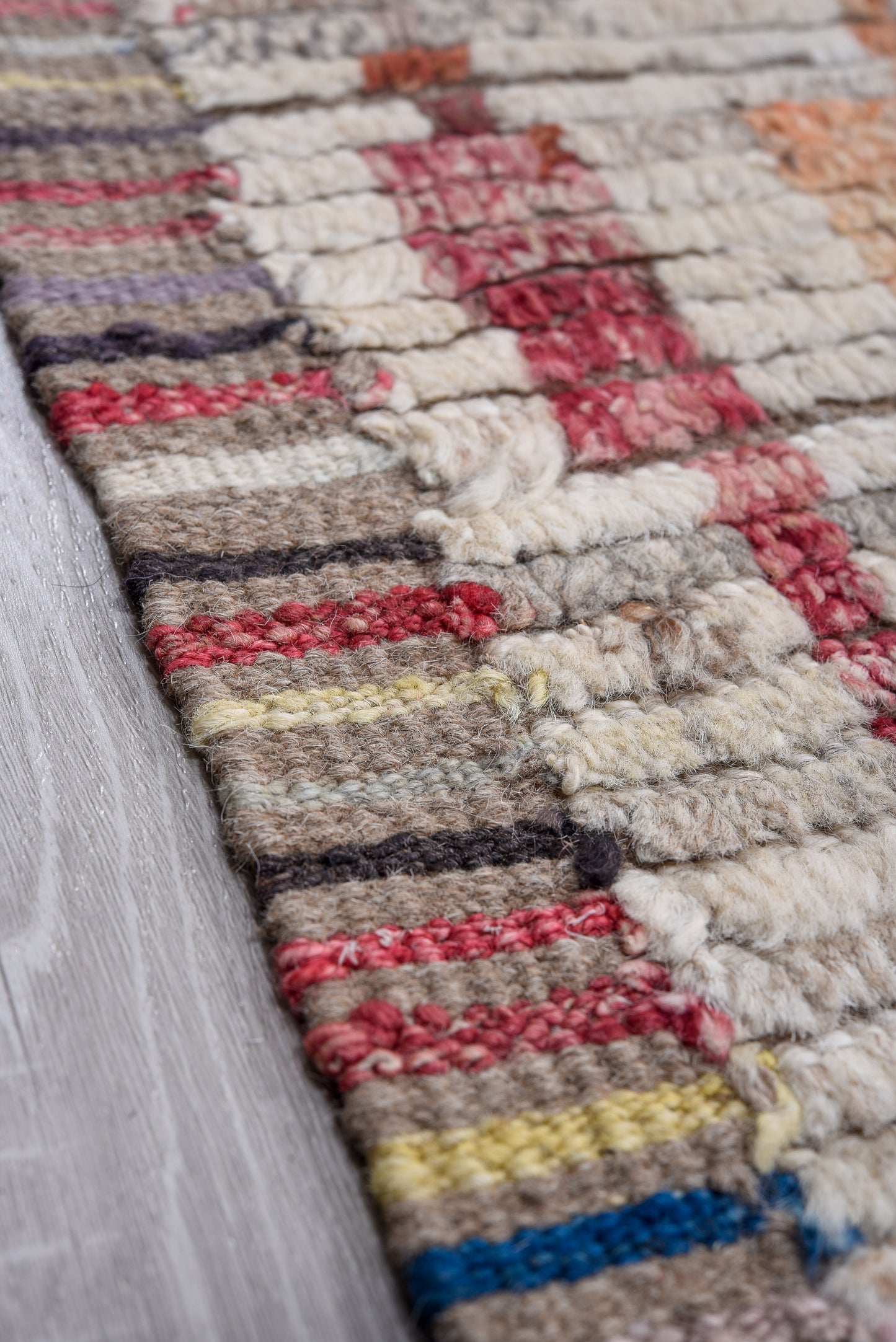 Moroccan beautiful Handmade Area Rug 13 X 17 | Beige, Brown, Red, Orange, Blue| Hand Knotted (4697)