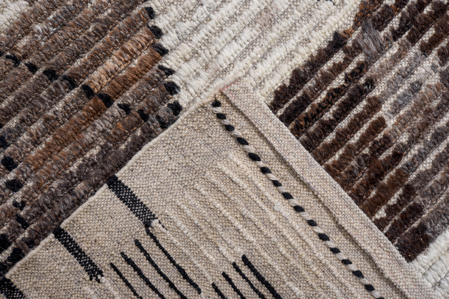 Moroccan Handmade Area Rug 14 X 16 | Black, Brown, Beige, Blue, Yellow, Red | Hand Knotted (4848)
