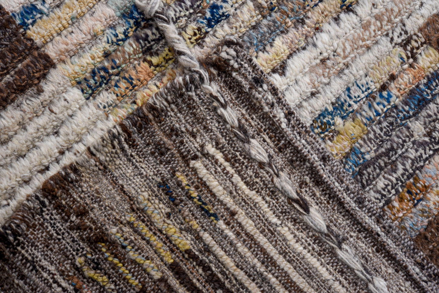 Moroccan Handmade Area Rug 15 X 19 |Brown, Dark Brown, Beige | Hand Knotted (4849)