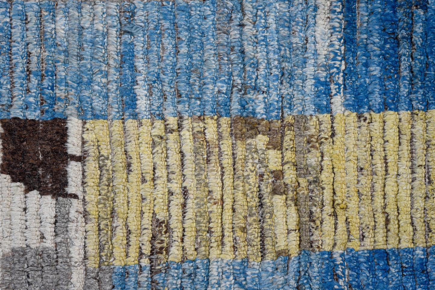 Moroccan Handmade Area Rug 15 X 17 | Blue, Gray, Yellow, Black, Brown, White | Hand knotted (4967)