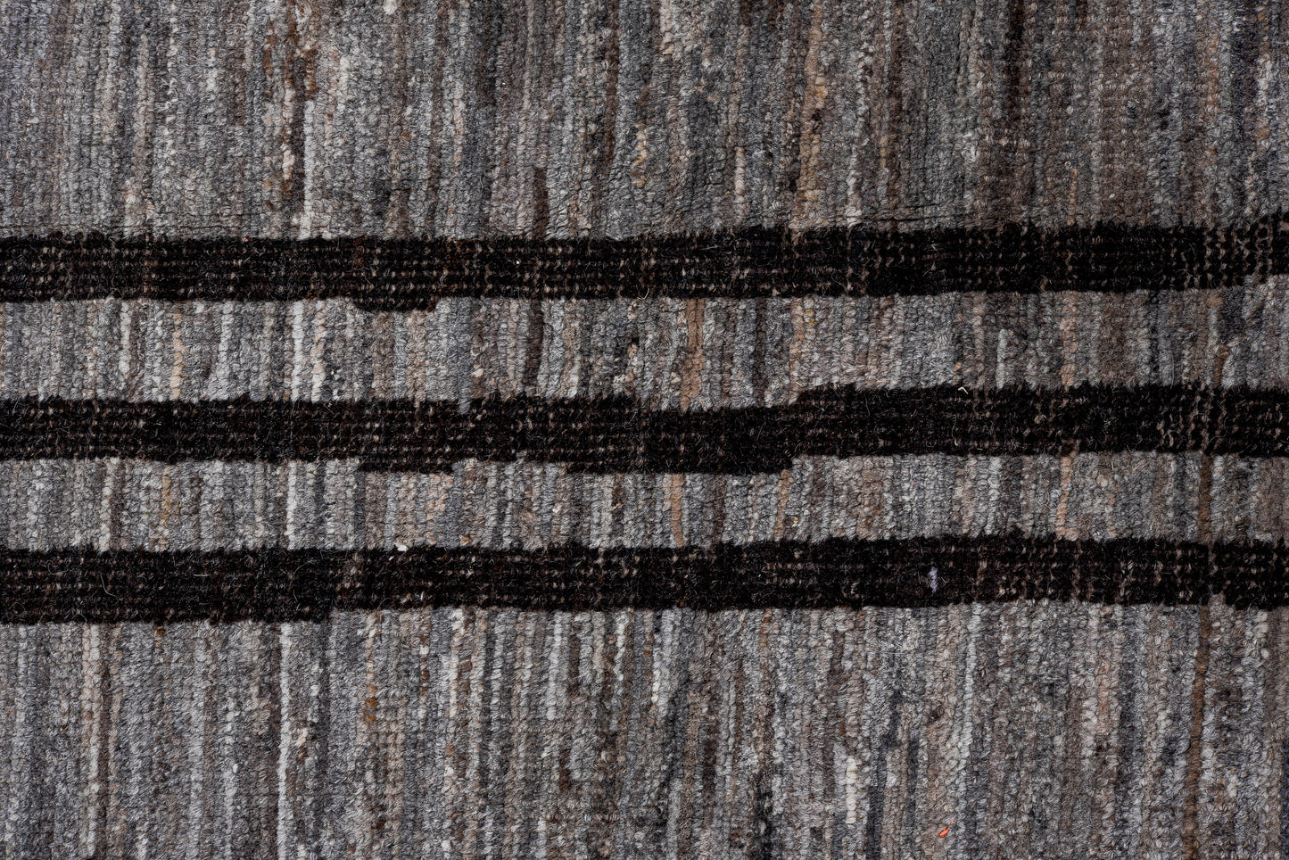 Moroccan vertical stripes handmade 13 X 15 | black, beige, gray | hand knotted (5014)