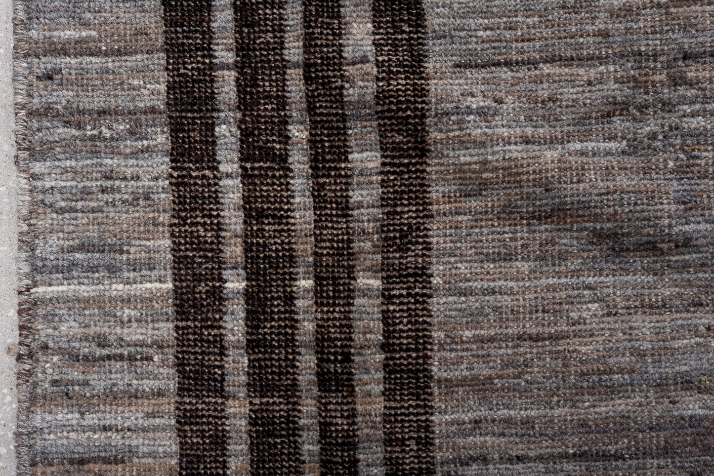 Moroccan vertical stripes handmade 13 X 15 | black, beige, gray | hand knotted (5014)