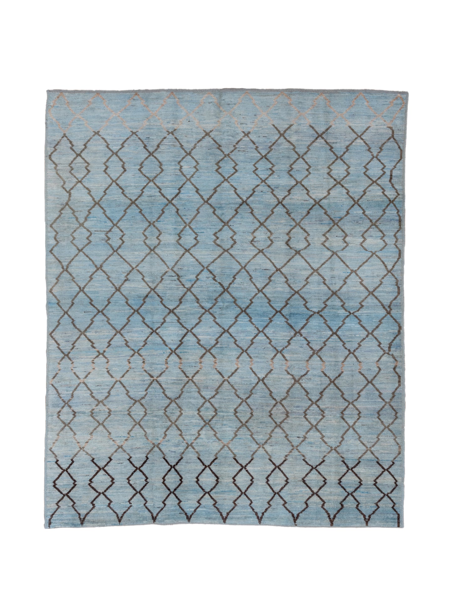 Moroccan beautiful handmade 7 X 8 area rug | light Blue, Brown, Black | hand knotted (1392)