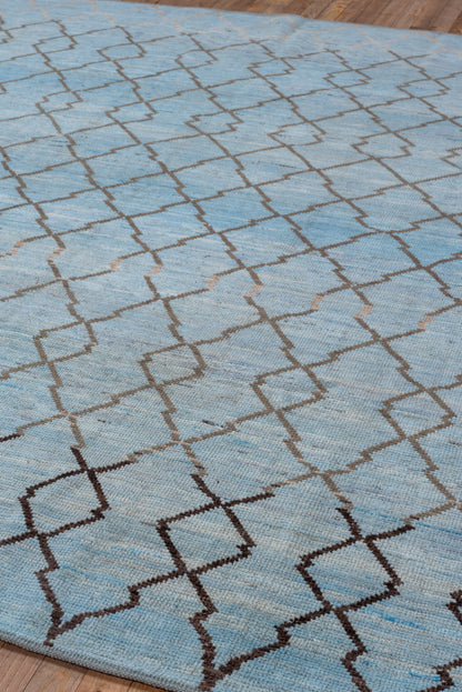 Moroccan beautiful handmade 7 X 8 area rug | light Blue, Brown, Black | hand knotted (1392)