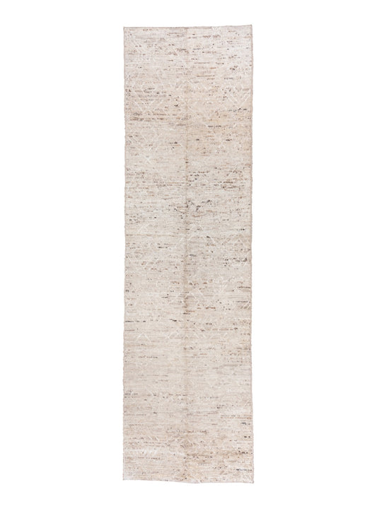 Moroccan Handmade Runner 5 X 16 | Beige, Brown, White| Hand Knotted (1752)