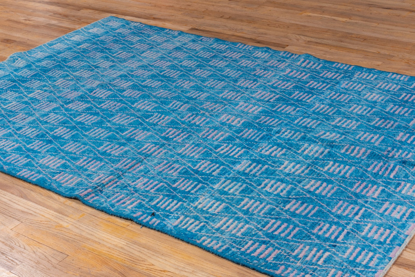 Moroccan Handmade Area Rug 6 X 9 | Sky blue, Beige| Hand Knotted (1771)