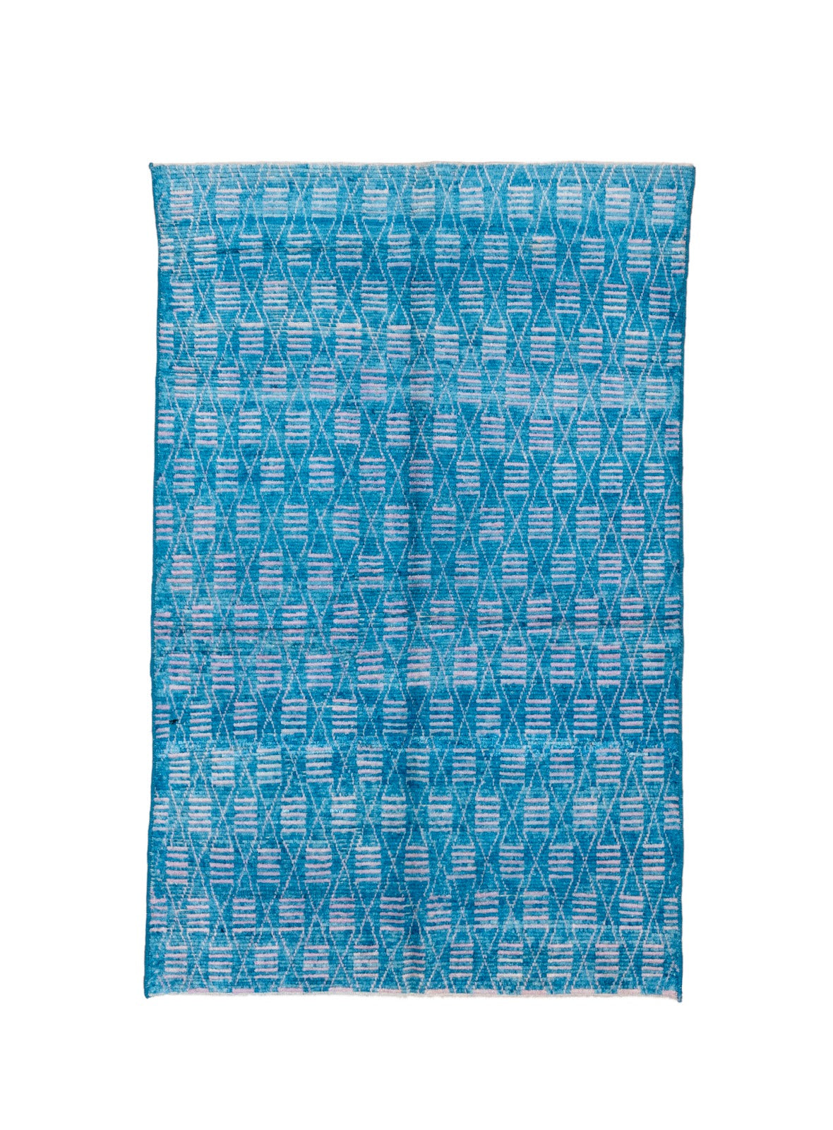 Moroccan Handmade Area Rug 6 X 9 | Sky blue, Beige| Hand Knotted (1771)