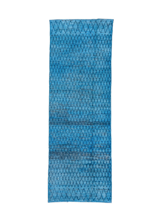 Moroccan Handmade Runner 5 X 13 |Blue, Dark Blue, Grey  | Hand knotted (1798)