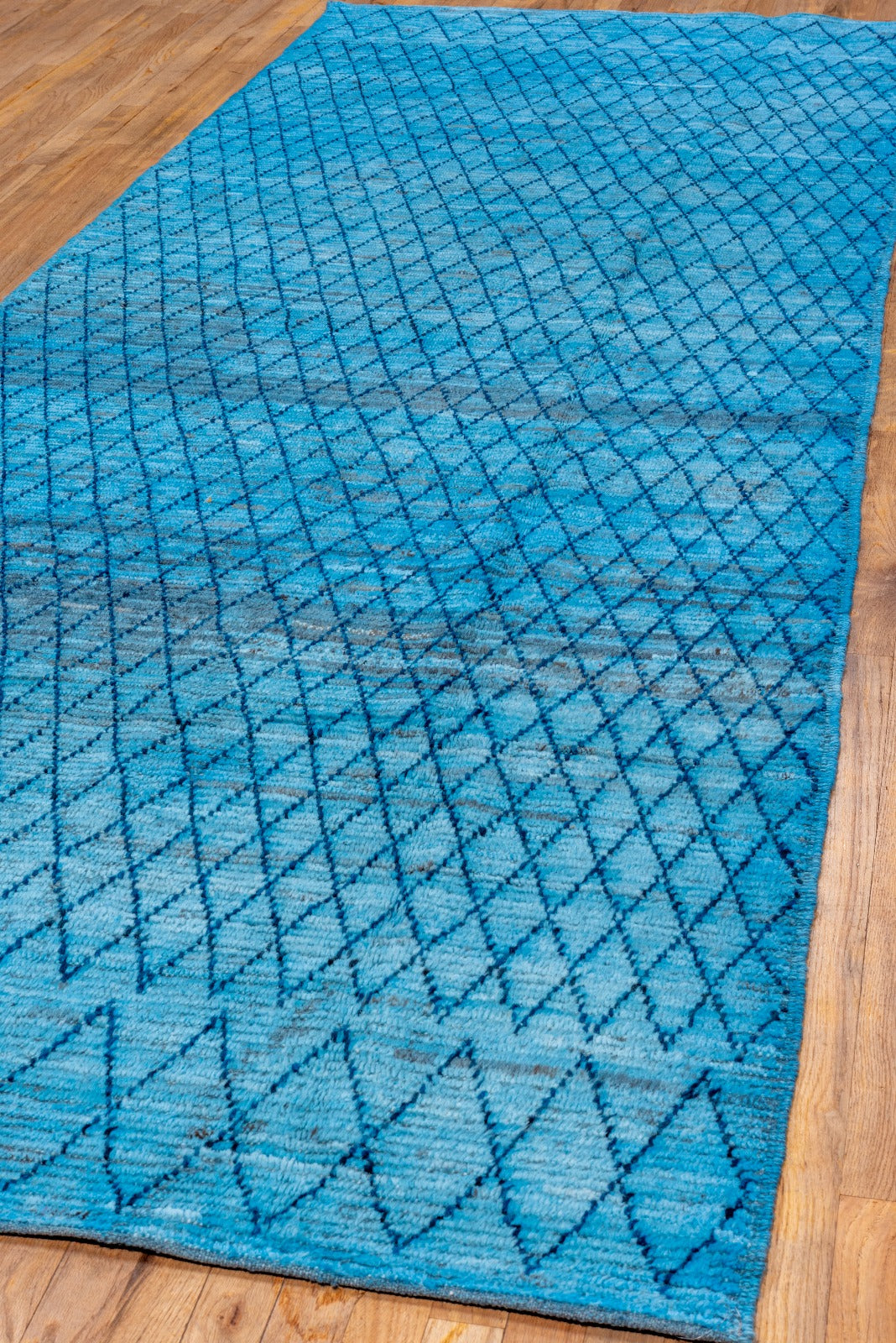 Moroccan Handmade Runner 5 X 13 |Blue, Dark Blue, Grey  | Hand knotted (1798)