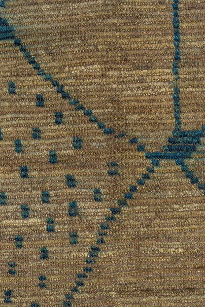 Moroccan Handmade Runner 4 X 16 |GREEN, Brown, Blue| Hand Knotted (1802)