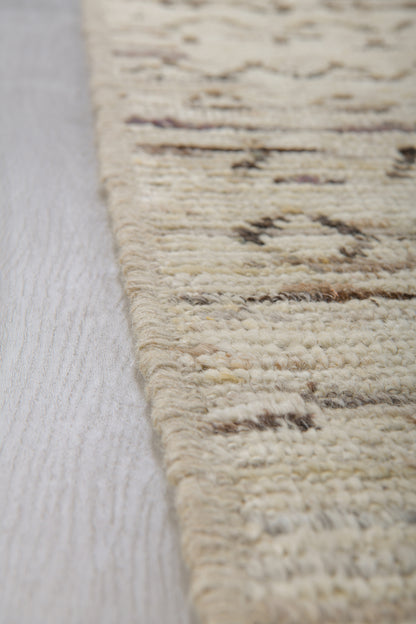 Moroccan Runner 3 X 10 |100 % Wool | Hand knotted | beige, brown design runner (3098)