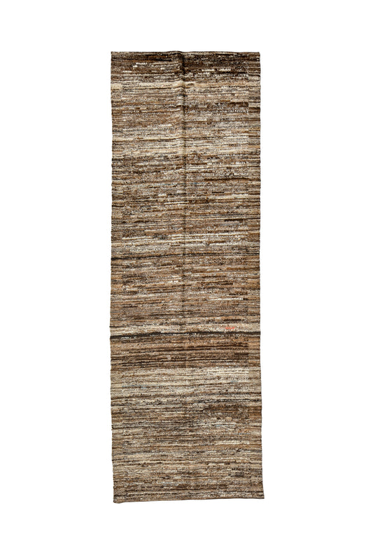 Moroccan Handmade Runner 4 X 10 | Brown, Beige | Hand knotted (3280)