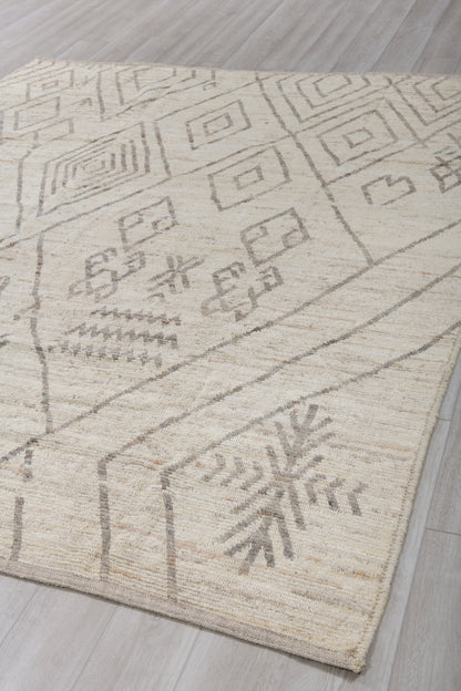 Moroccan Handmade Area Rug 9 X 10 | Beige, Brown | Hand knotted (3920)