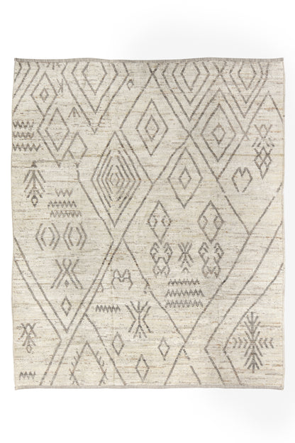 Moroccan Handmade Area Rug 9 X 10 | Beige, Brown | Hand knotted (3920)