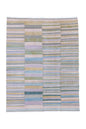 Modern Kilim flat weave | 8 x 11 | Area Rug | tribal design | grey, blue, yellow, light green| hand woven (4298)