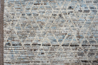 Moroccan Handmade Runner 3 X 17 | Gray, Blue, Black, Brown, White | Hand knotted (4352)