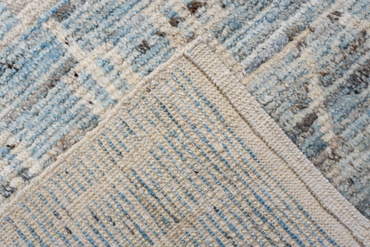 Moroccan Handmade Runner 4 X 13 | White, Blue, Beige, Brown | Hand knotted (4367)